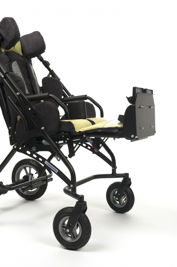Green stroller for disabled children - special design.