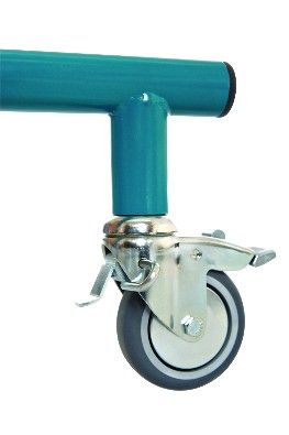  Castors with blockade of reverse movement of standing frame
